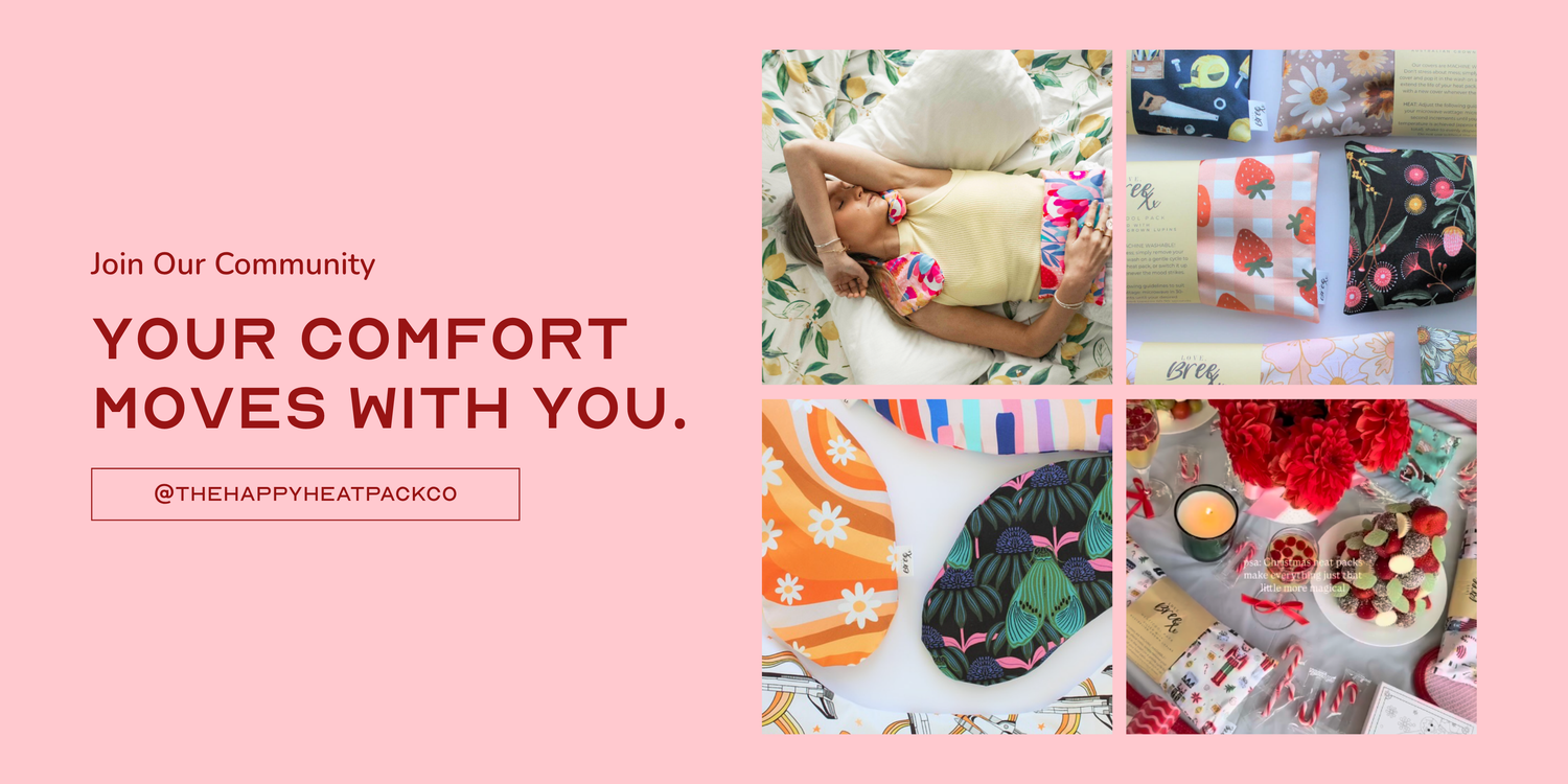 Promotional banner for a brand with images of products and text on a pink background